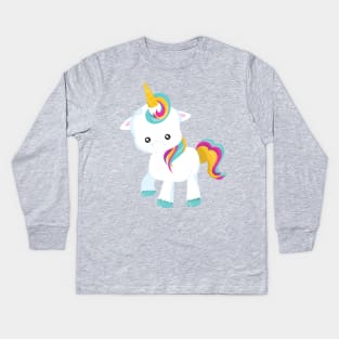 Little Unicorn, Cute Unicorn, Magical Unicorn Kids Long Sleeve T-Shirt